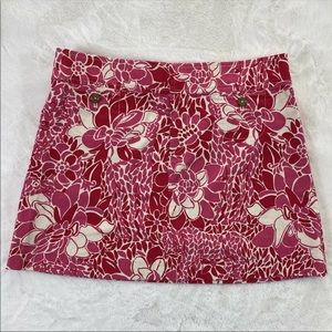 Lilly Pulitzer Jordanna Mini Skirt Size 4 Pink Floral Corduroy White Stretch